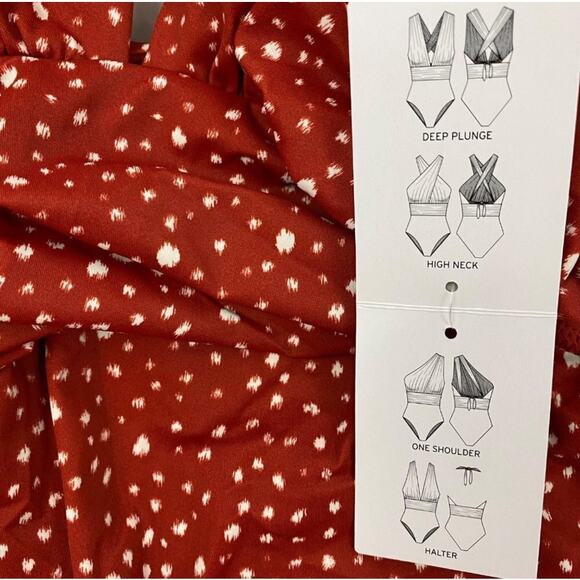 NWT‎ Chelsea28 Women's Small Red Polka Dot Deep Plunge One-Piece Swimsuit - Picture 5 of 7